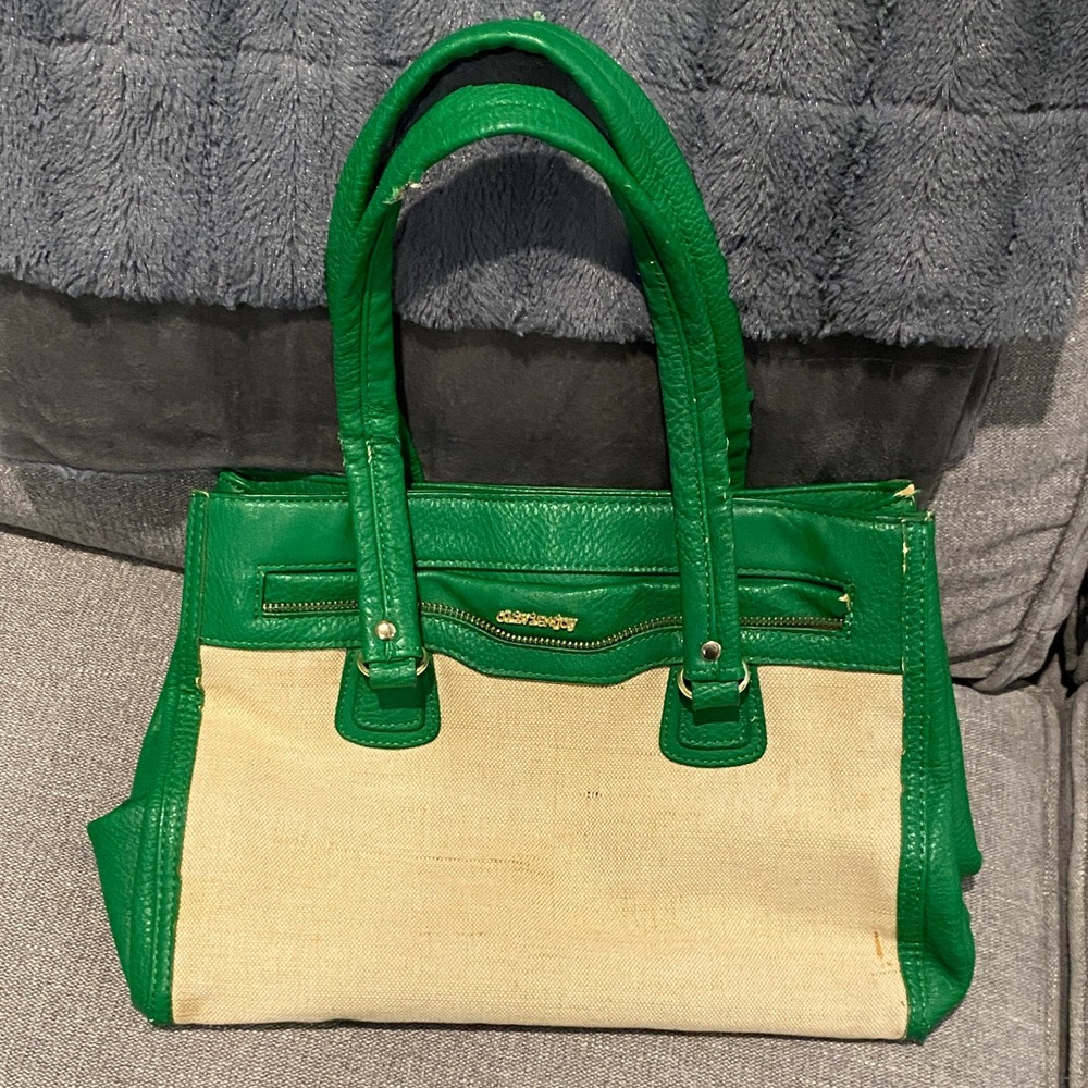 Olivia + Joy Green and Tan Satchel